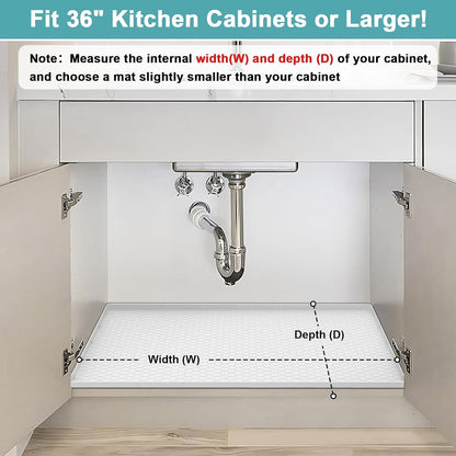 Under Sink Mats for Kitchen Waterproof 34" x 22", Silicone Under Kitchen Sink Mats and Protectors for 36" Cabinet, Under Sink Tray Organizer, Shelf Liners Cabinet Liner for Kitchen and Bathroom, Gray