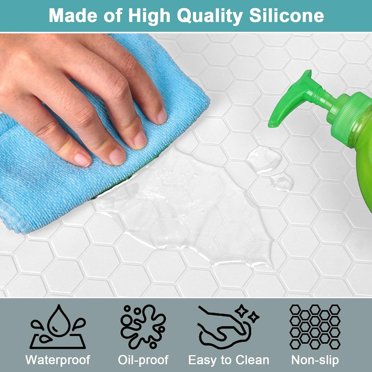 Under Sink Mats for Kitchen Waterproof 34" x 22", Silicone Under Kitchen Sink Mats and Protectors for 36" Cabinet, Under Sink Tray Organizer, Shelf Liners Cabinet Liner for Kitchen and Bathroom, Gray