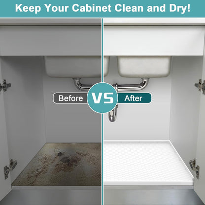 Under Sink Mats for Kitchen Waterproof 34" x 22", Silicone Under Kitchen Sink Mats and Protectors for 36" Cabinet, Under Sink Tray Organizer, Shelf Liners Cabinet Liner for Kitchen and Bathroom, Gray