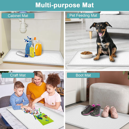 Under Sink Mats for Kitchen Waterproof 34" x 22", Silicone Under Kitchen Sink Mats and Protectors for 36" Cabinet, Under Sink Tray Organizer, Shelf Liners Cabinet Liner for Kitchen and Bathroom, Gray