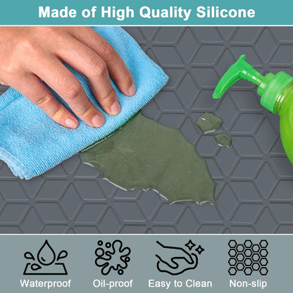 Under Sink Mats for Kitchen Waterproof 34" x 22", Silicone Under Kitchen Sink Mats and Protectors for 36" Cabinet, Under Sink Tray Organizer, Shelf Liners Cabinet Liner for Kitchen and Bathroom, Gray