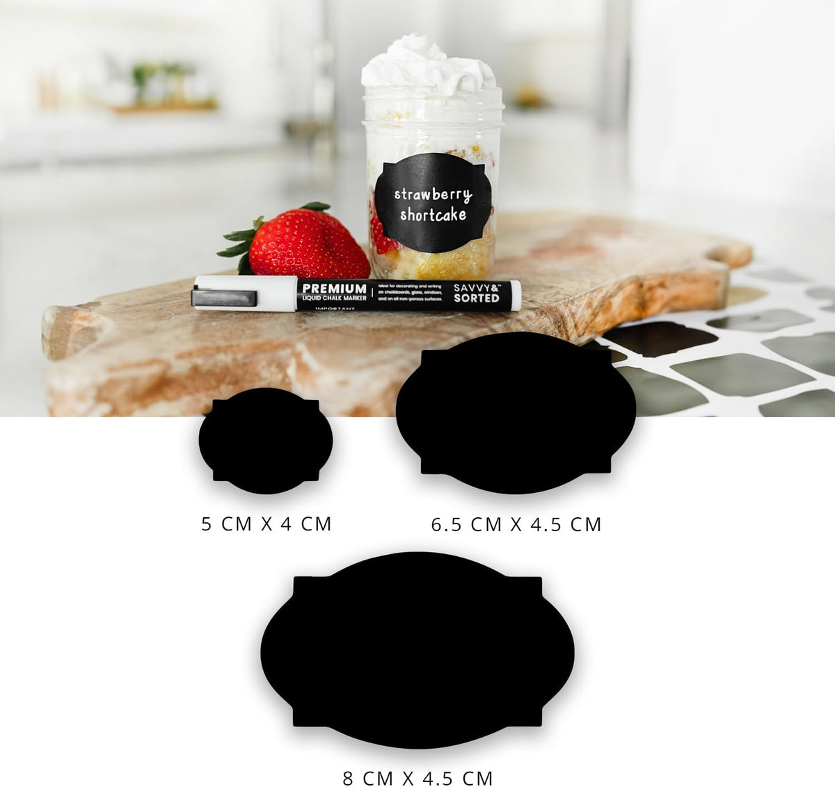 200 Chalkboard Labels for Food Containers, Reusable Black Stickers with Chalk Marker, Removable Pantry Chalk Board Jar Labels Stickers for Glass Jars, Storage Food Mason Jars, Kitchen Organization