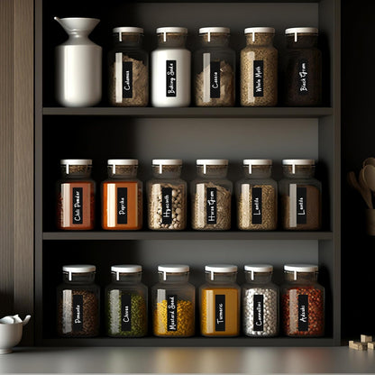 200 Chalkboard Labels for Food Containers, Reusable Black Stickers with Chalk Marker, Removable Pantry Chalk Board Jar Labels Stickers for Glass Jars, Storage Food Mason Jars, Kitchen Organization