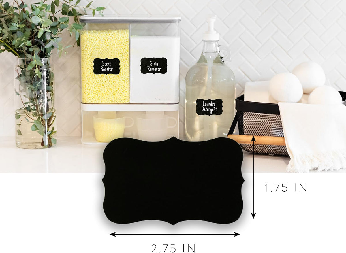 200 Chalkboard Labels for Food Containers, Reusable Black Stickers with Chalk Marker, Removable Pantry Chalk Board Jar Labels Stickers for Glass Jars, Storage Food Mason Jars, Kitchen Organization