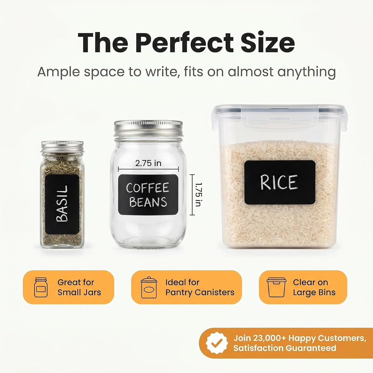 200 Chalkboard Labels for Food Containers, Reusable Black Stickers with Chalk Marker, Removable Pantry Chalk Board Jar Labels Stickers for Glass Jars, Storage Food Mason Jars, Kitchen Organization