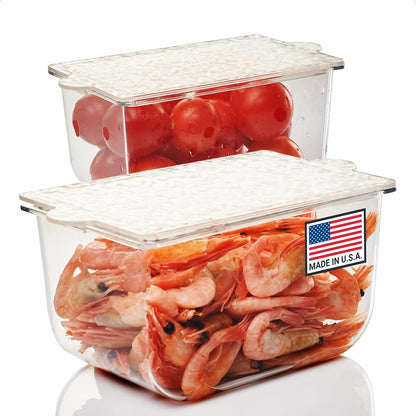 Clear Refrigerator Organizer Bin with Handles — 11 Inch Compact Stackable Fridge and Pantry Storage Container for Snacks, Yogurt, Condiments, Dishwasher Safe, Made in USA
