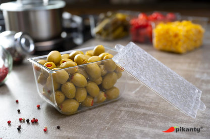 Clear Refrigerator Organizer Bin with Handles — 11 Inch Compact Stackable Fridge and Pantry Storage Container for Snacks, Yogurt, Condiments, Dishwasher Safe, Made in USA