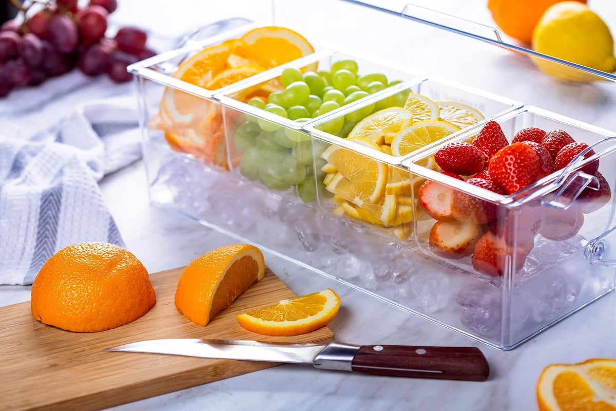 Clear Refrigerator Organizer Bin with Handles — 11 Inch Compact Stackable Fridge and Pantry Storage Container for Snacks, Yogurt, Condiments, Dishwasher Safe, Made in USA