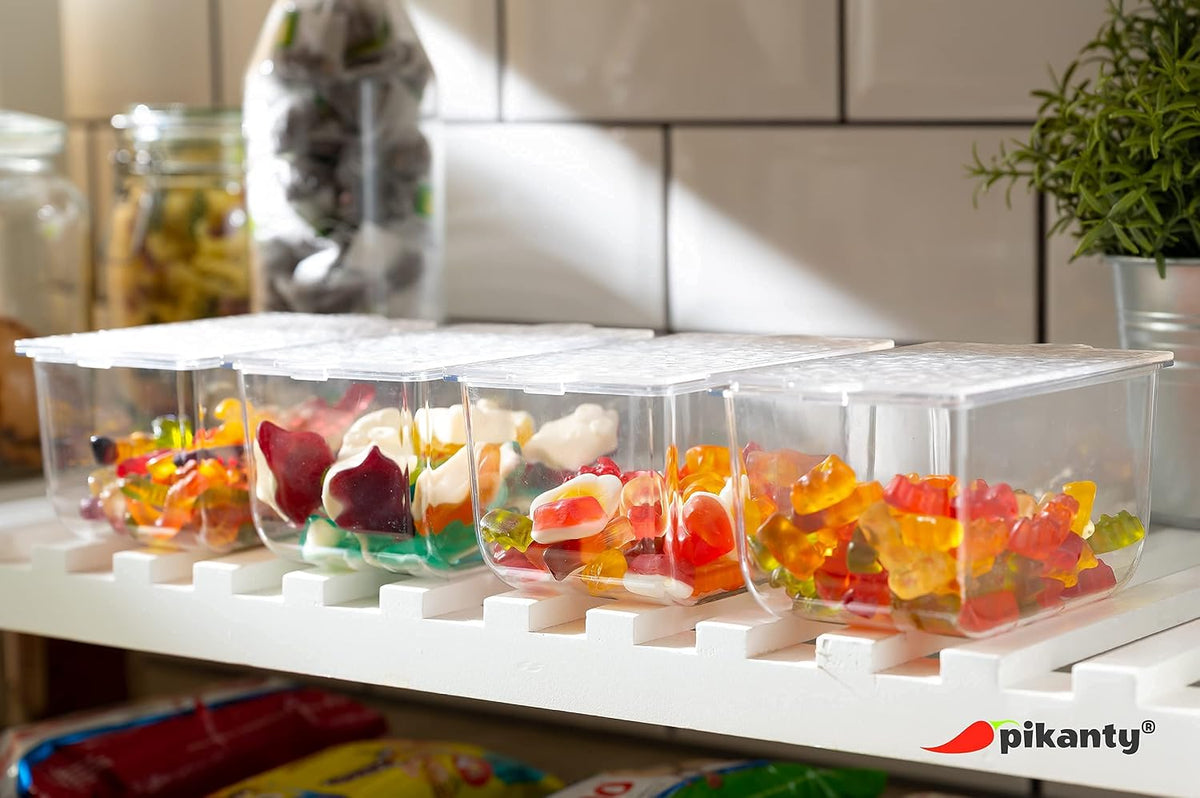 Clear Refrigerator Organizer Bin with Handles — 11 Inch Compact Stackable Fridge and Pantry Storage Container for Snacks, Yogurt, Condiments, Dishwasher Safe, Made in USA