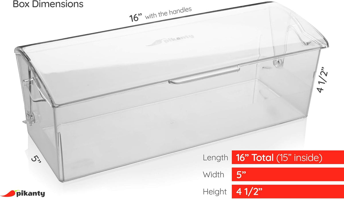 Clear Refrigerator Organizer Bin with Handles — 11 Inch Compact Stackable Fridge and Pantry Storage Container for Snacks, Yogurt, Condiments, Dishwasher Safe, Made in USA