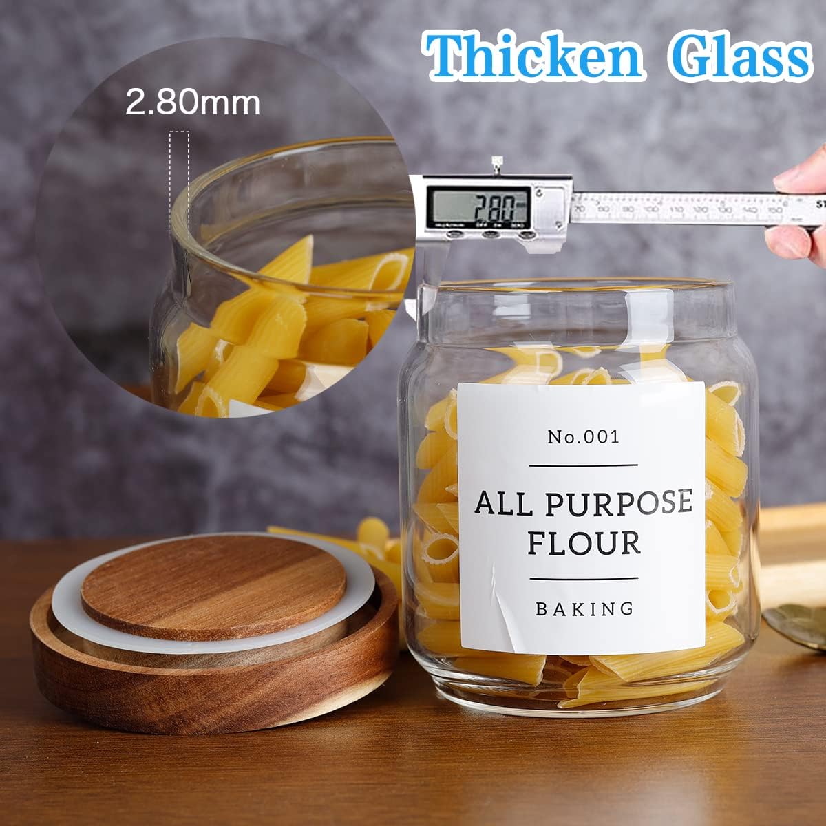 Square Glass Spice Jars with Natural Bamboo Lids - 5oz Airtight Herb Containers with 148 Waterproof Minimalist Spice Labels Preprinted - Empty Small Seasoning Jars for Kitchen Pantry