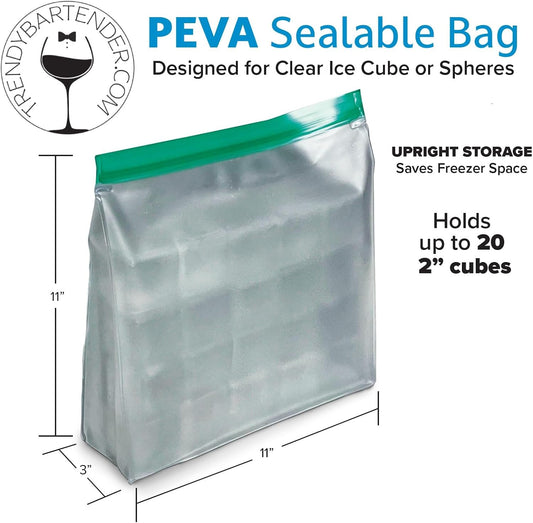 Ice Storage Bag PEVA Sealable Bag Designed for Clear Ice Cubes and Spheres Fresh Shut PEVA Bags
