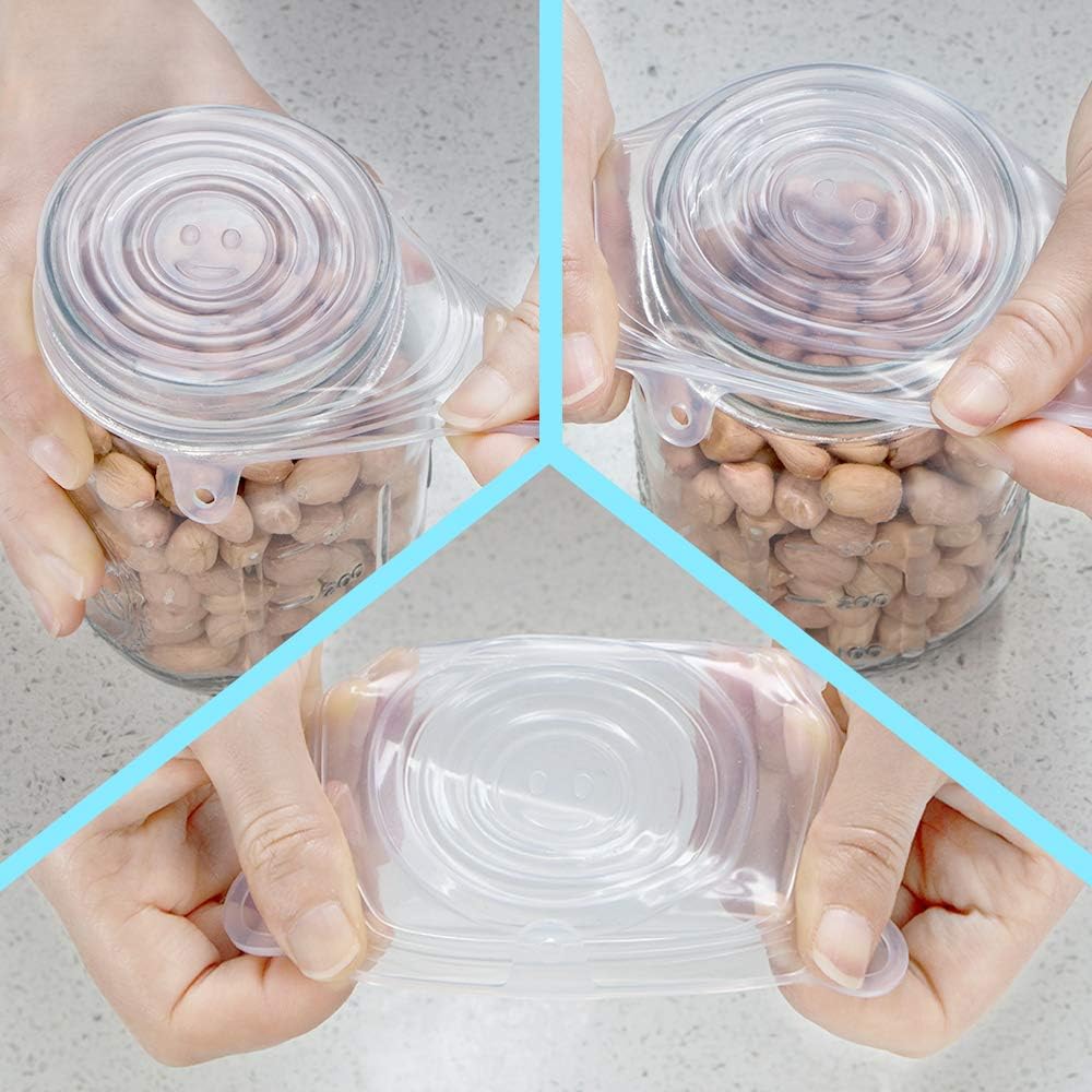 Silicone Stretch Lids 10 Pack for Regular and Wide Mouth Mason Jar, Reusable Silicone Stretch Lids(Stretched to 3.5 inch), Sealed Durable Food Storage Covers Suit for Jar, Cans, Pot