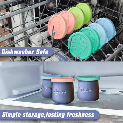 Silicone Stretch Lids 10 Pack for Regular and Wide Mouth Mason Jar, Reusable Silicone Stretch Lids(Stretched to 3.5 inch), Sealed Durable Food Storage Covers Suit for Jar, Cans, Pot