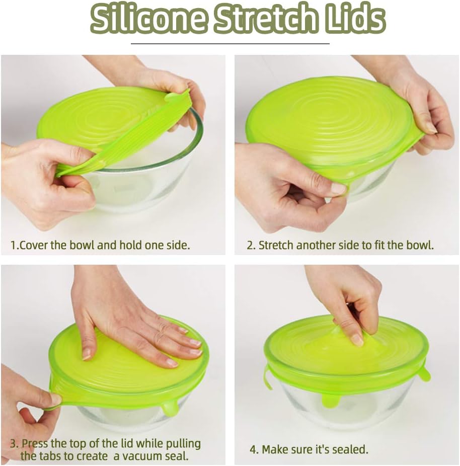 Silicone Stretch Lids 10 Pack for Regular and Wide Mouth Mason Jar, Reusable Silicone Stretch Lids(Stretched to 3.5 inch), Sealed Durable Food Storage Covers Suit for Jar, Cans, Pot