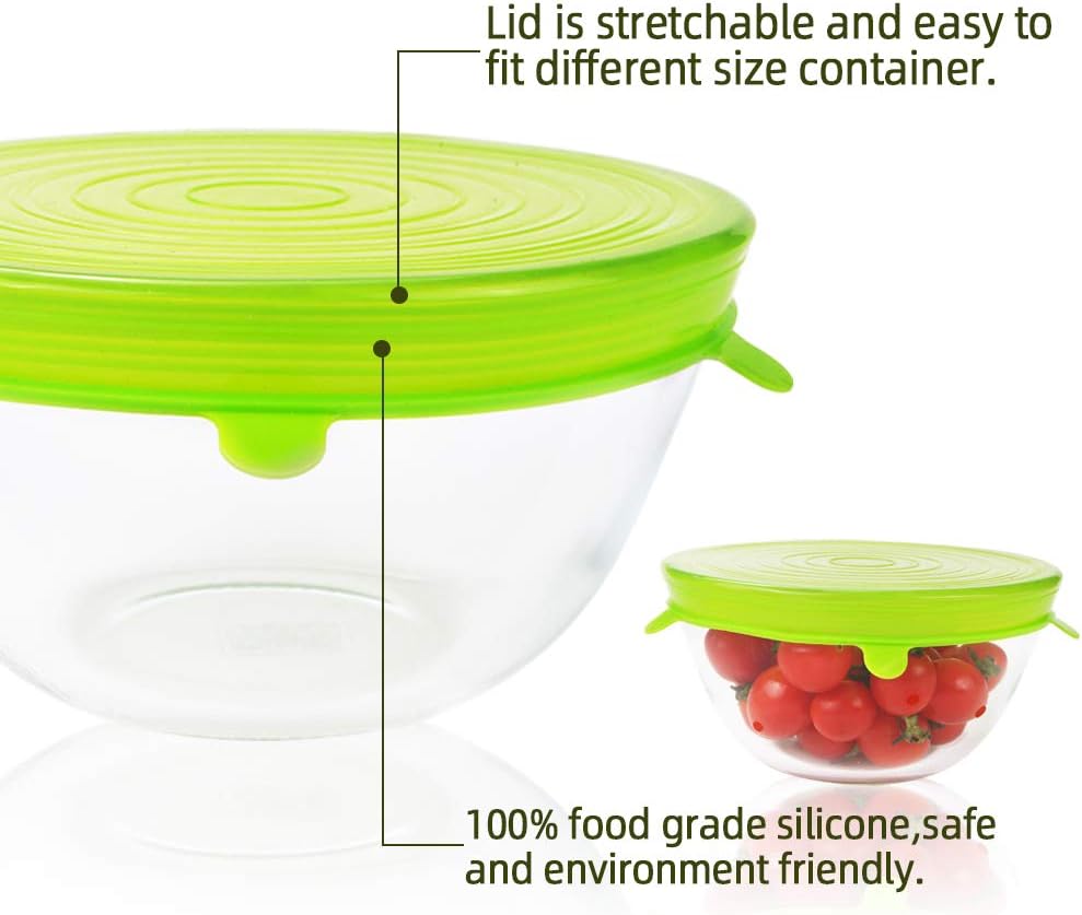 Silicone Stretch Lids 10 Pack for Regular and Wide Mouth Mason Jar, Reusable Silicone Stretch Lids(Stretched to 3.5 inch), Sealed Durable Food Storage Covers Suit for Jar, Cans, Pot