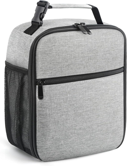 Lunch Bag for Men/Women, Reusable Lunchbox for Adult, Small Insulated Lunch box, Lunch Tote Bag for Office, Work, Picnic - Grey