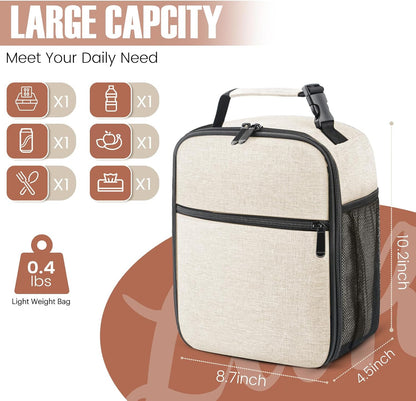 Lunch Bag for Men/Women, Reusable Lunchbox for Adult, Small Insulated Lunch box, Lunch Tote Bag for Office, Work, Picnic - Grey