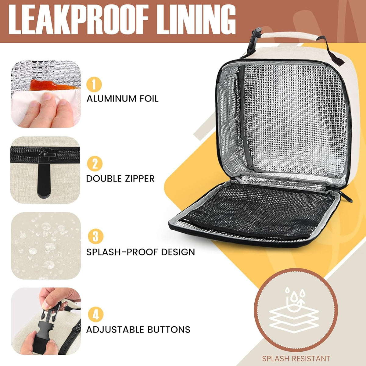 Lunch Bag for Men/Women, Reusable Lunchbox for Adult, Small Insulated Lunch box, Lunch Tote Bag for Office, Work, Picnic - Grey