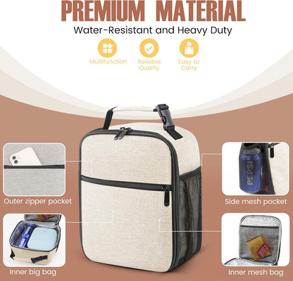 Lunch Bag for Men/Women, Reusable Lunchbox for Adult, Small Insulated Lunch box, Lunch Tote Bag for Office, Work, Picnic - Grey