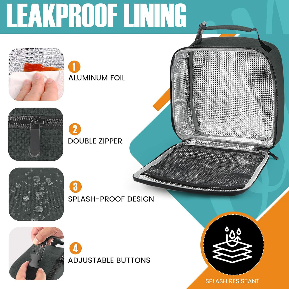 Lunch Bag for Men/Women, Reusable Lunchbox for Adult, Small Insulated Lunch box, Lunch Tote Bag for Office, Work, Picnic - Grey