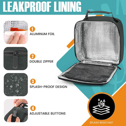 Lunch Bag for Men/Women, Reusable Lunchbox for Adult, Small Insulated Lunch box, Lunch Tote Bag for Office, Work, Picnic - Grey