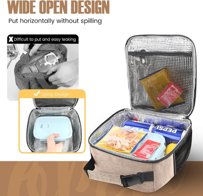 Lunch Bag for Men/Women, Reusable Lunchbox for Adult, Small Insulated Lunch box, Lunch Tote Bag for Office, Work, Picnic - Grey