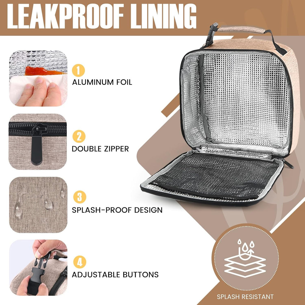 Lunch Bag for Men/Women, Reusable Lunchbox for Adult, Small Insulated Lunch box, Lunch Tote Bag for Office, Work, Picnic - Grey