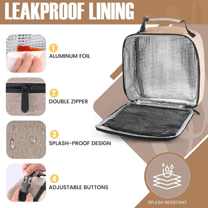 Lunch Bag for Men/Women, Reusable Lunchbox for Adult, Small Insulated Lunch box, Lunch Tote Bag for Office, Work, Picnic - Grey
