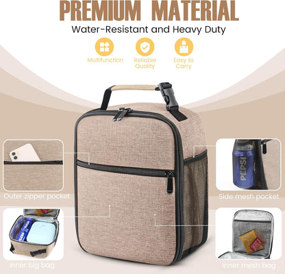 Lunch Bag for Men/Women, Reusable Lunchbox for Adult, Small Insulated Lunch box, Lunch Tote Bag for Office, Work, Picnic - Grey