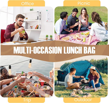 Lunch Bag for Men/Women, Reusable Lunchbox for Adult, Small Insulated Lunch box, Lunch Tote Bag for Office, Work, Picnic - Grey