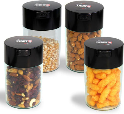 Tightvac 1 to 6 Ounce Airtight Container - Multi-use Storage Container for Herbs, Coffee and Dry Goods, Patented Vacuum Seal Airtight Containers, Black