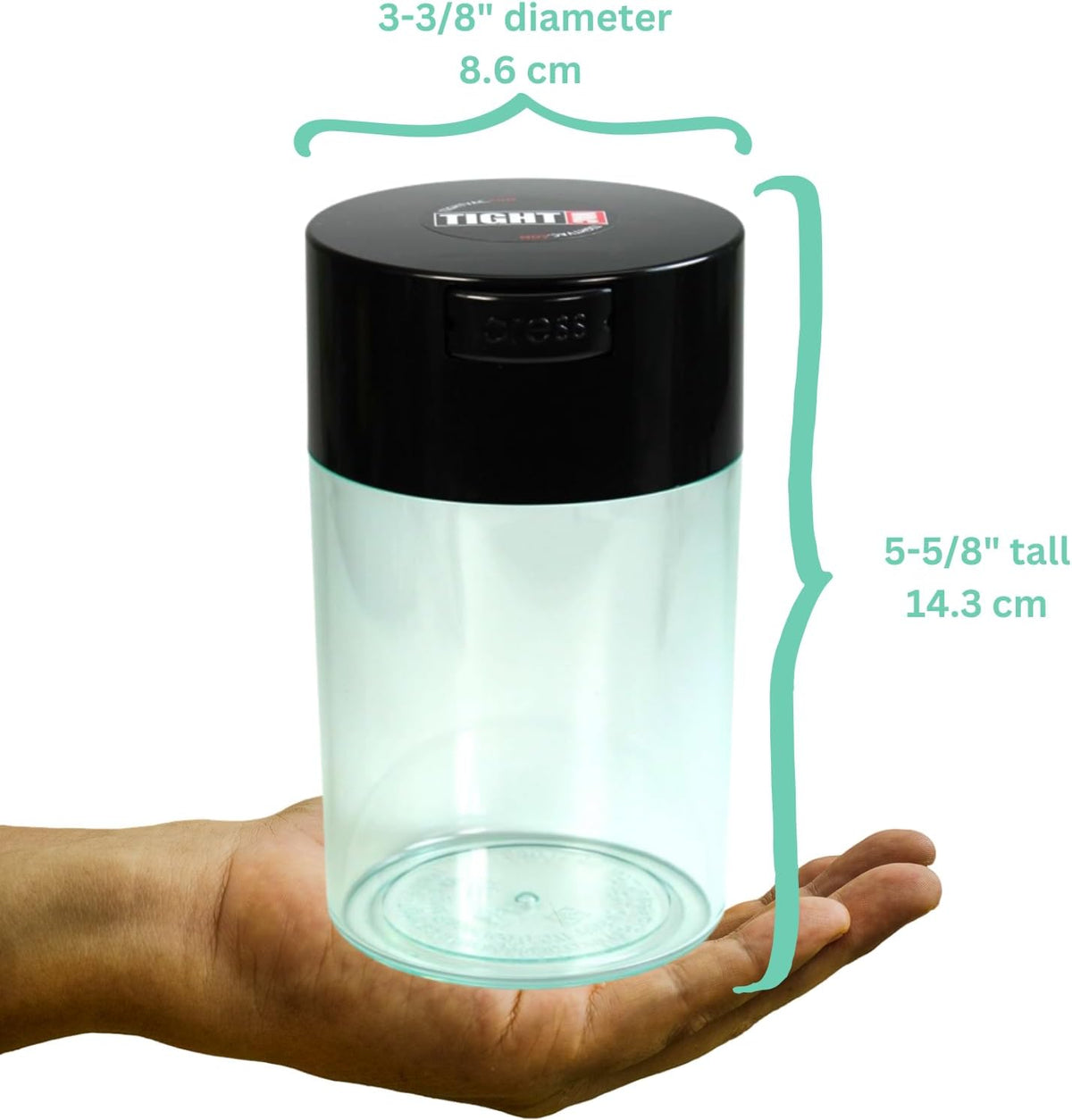 Tightvac 1 to 6 Ounce Airtight Container - Multi-use Storage Container for Herbs, Coffee and Dry Goods, Patented Vacuum Seal Airtight Containers, Black