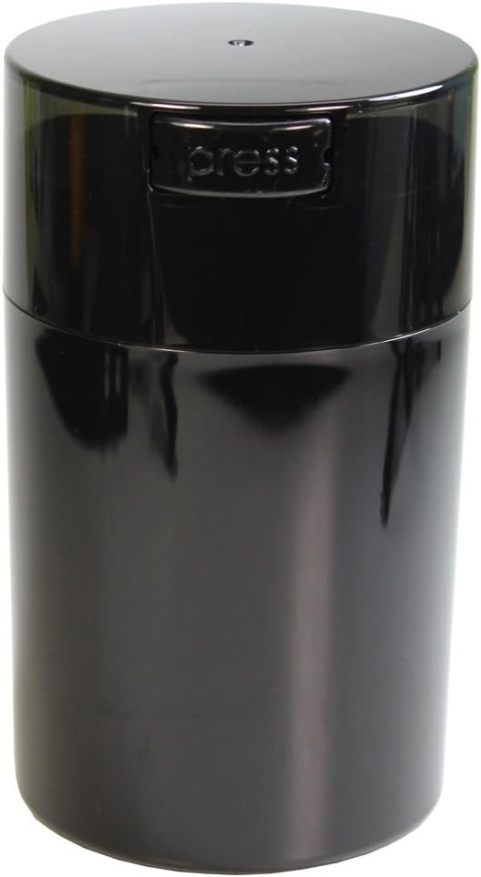 Tightvac 1 to 6 Ounce Airtight Container - Multi-use Storage Container for Herbs, Coffee and Dry Goods, Patented Vacuum Seal Airtight Containers, Black