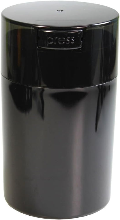Tightvac 1 to 6 Ounce Airtight Container - Multi-use Storage Container for Herbs, Coffee and Dry Goods, Patented Vacuum Seal Airtight Containers, Black