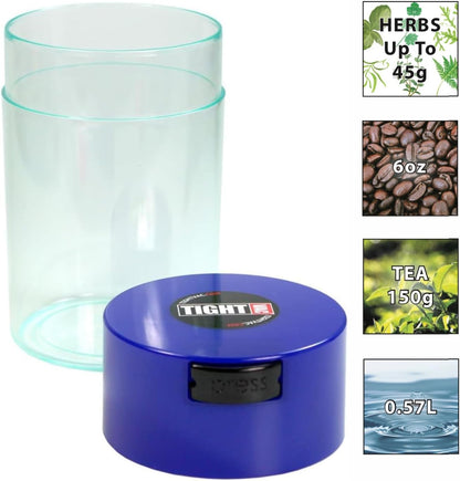 Tightvac 1 to 6 Ounce Airtight Container - Multi-use Storage Container for Herbs, Coffee and Dry Goods, Patented Vacuum Seal Airtight Containers, Black