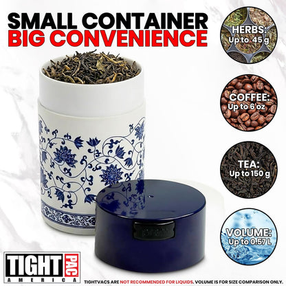 Tightvac 1 to 6 Ounce Airtight Container - Multi-use Storage Container for Herbs, Coffee and Dry Goods, Patented Vacuum Seal Airtight Containers, Black