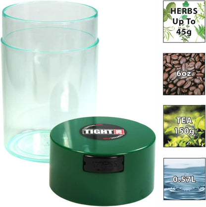 Tightvac 1 to 6 Ounce Airtight Container - Multi-use Storage Container for Herbs, Coffee and Dry Goods, Patented Vacuum Seal Airtight Containers, Black