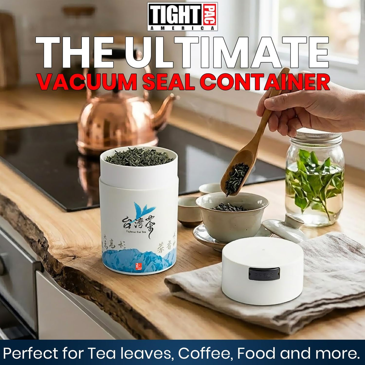 Tightvac 1 to 6 Ounce Airtight Container - Multi-use Storage Container for Herbs, Coffee and Dry Goods, Patented Vacuum Seal Airtight Containers, Black
