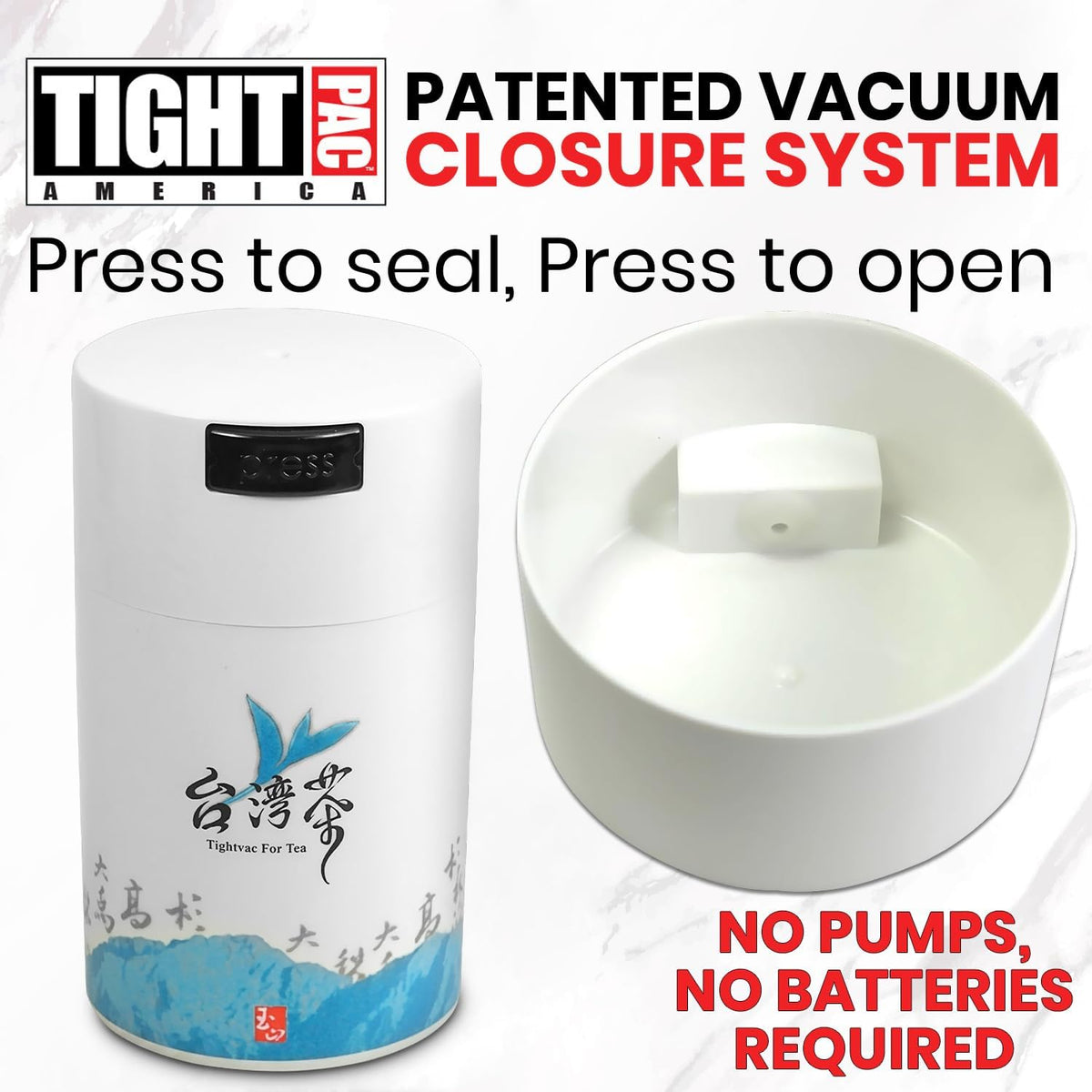 Tightvac 1 to 6 Ounce Airtight Container - Multi-use Storage Container for Herbs, Coffee and Dry Goods, Patented Vacuum Seal Airtight Containers, Black