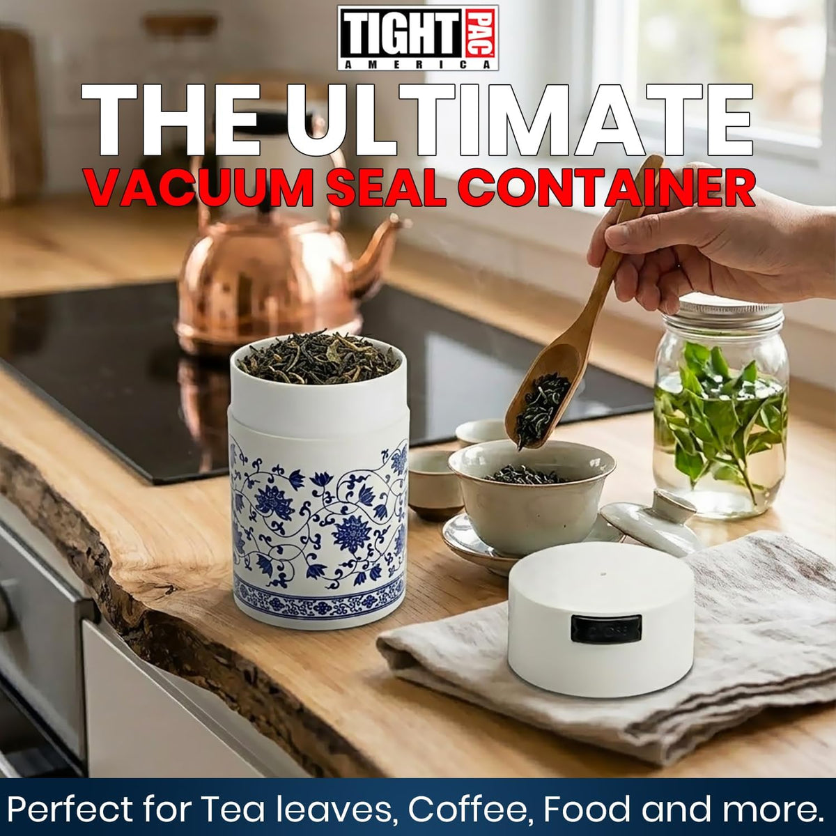Tightvac 1 to 6 Ounce Airtight Container - Multi-use Storage Container for Herbs, Coffee and Dry Goods, Patented Vacuum Seal Airtight Containers, Black