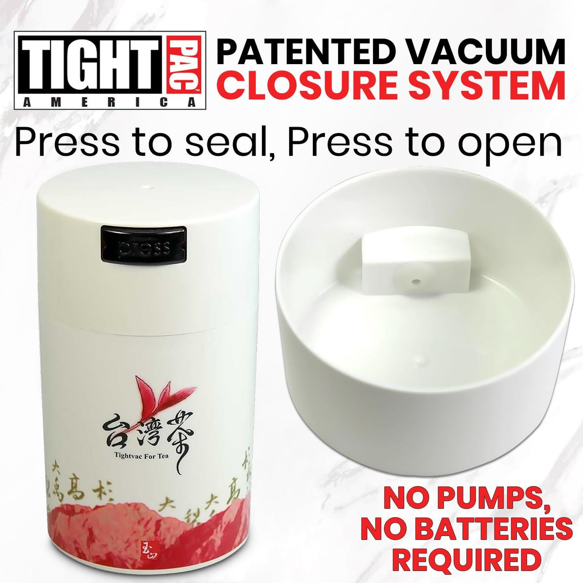 Tightvac 1 to 6 Ounce Airtight Container - Multi-use Storage Container for Herbs, Coffee and Dry Goods, Patented Vacuum Seal Airtight Containers, Black