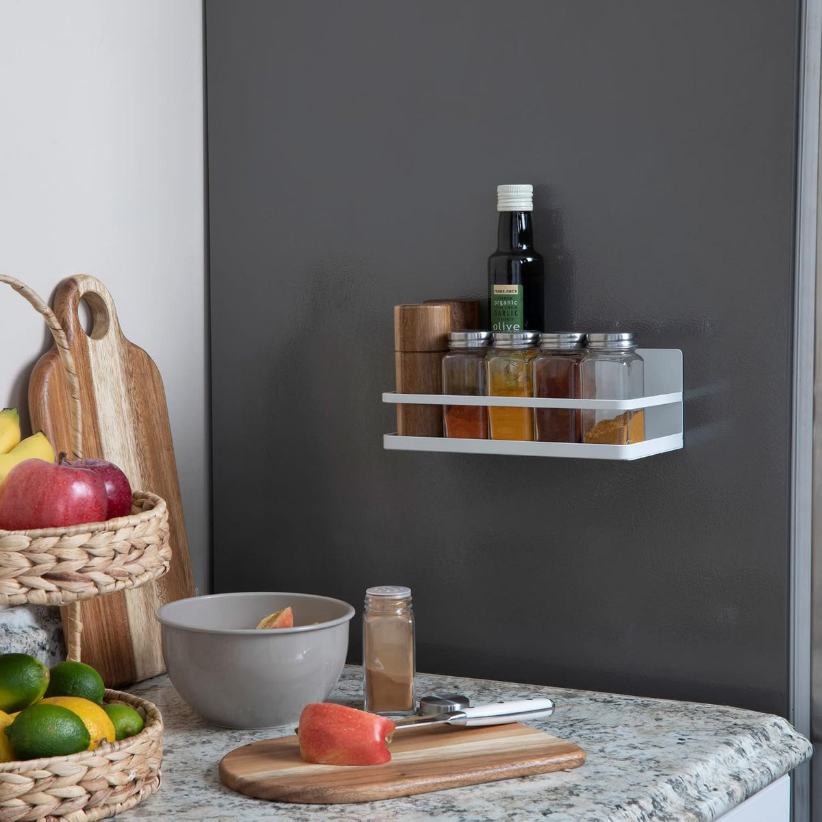 Metal Magnetic Spice Organizer, White