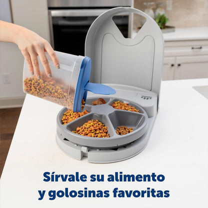 Automatic Dog Feeder, 5 Meals, 40 oz Capacity, Plastic, for Dry Food, Multiple Pets