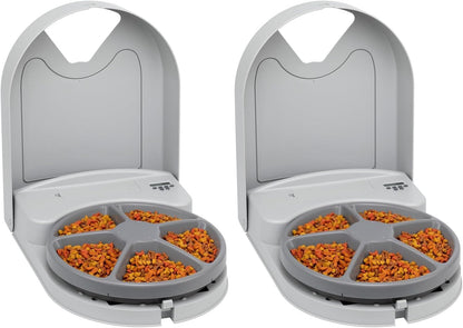 Automatic Dog Feeder, 5 Meals, 40 oz Capacity, Plastic, for Dry Food, Multiple Pets