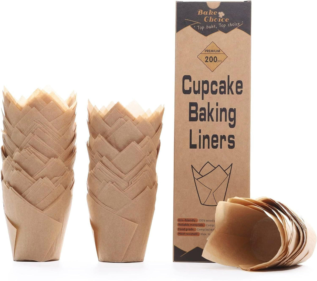 200pcs Natural Tulip Cupcake Liners for Baking Muffin Liners