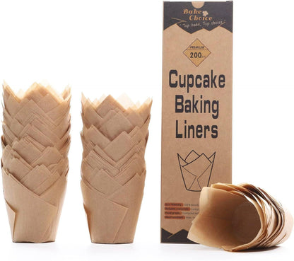 200pcs Natural Tulip Cupcake Liners for Baking Muffin Liners