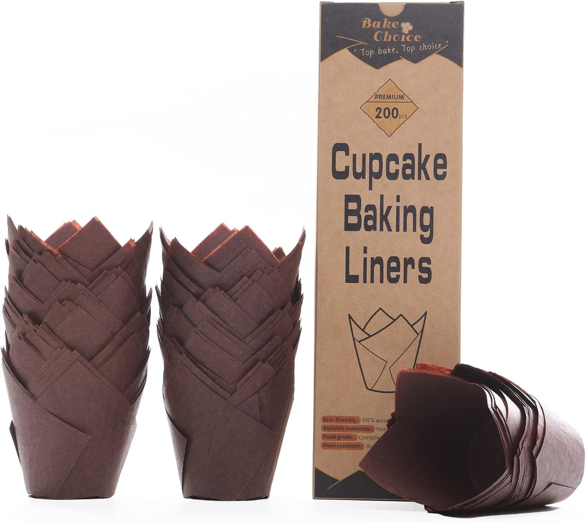 200pcs Natural Tulip Cupcake Liners for Baking Muffin Liners