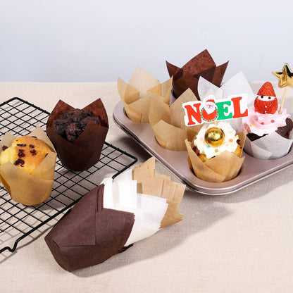 200pcs Natural Tulip Cupcake Liners for Baking Muffin Liners