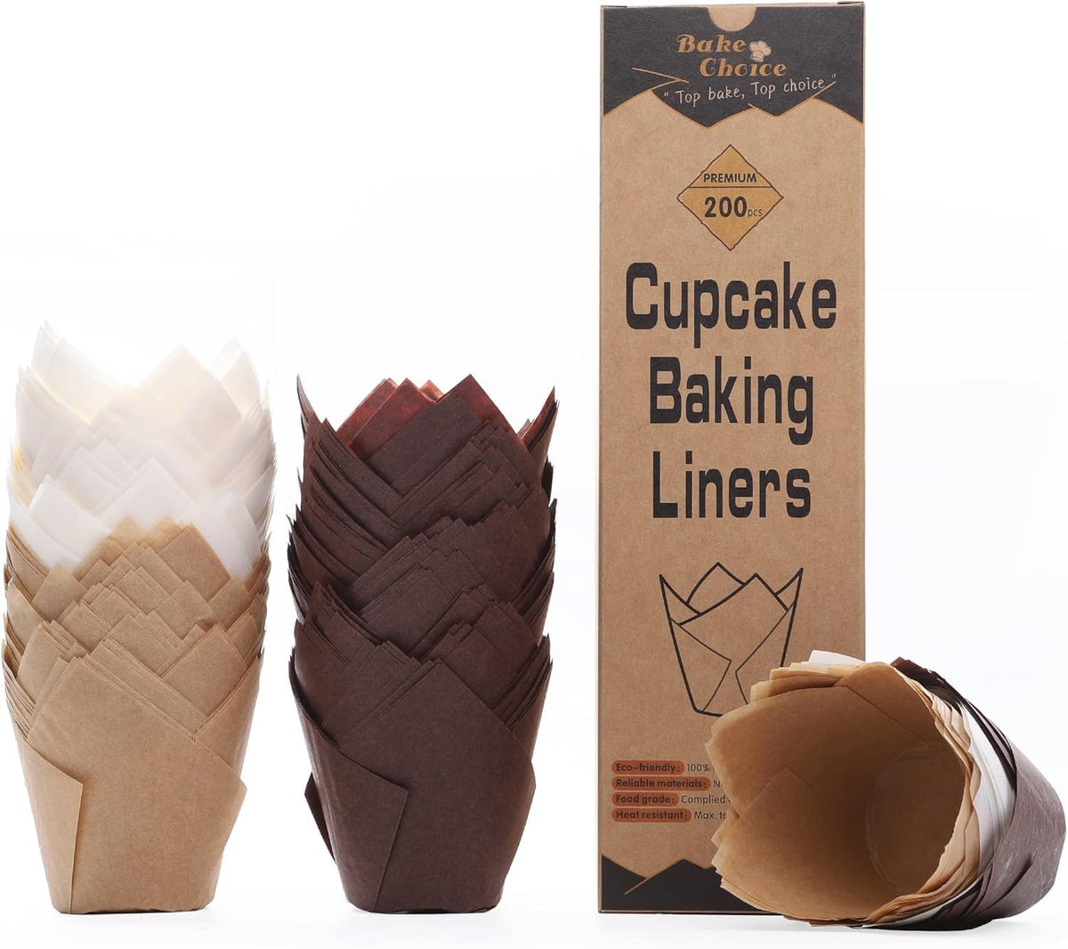 200pcs Natural Tulip Cupcake Liners for Baking Muffin Liners